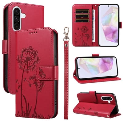 Coverup Hoesje - Geschikt voor Samsung Galaxy A56 Hoesje - Coverup Paardenbloem Book Case - Rood