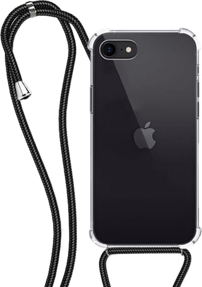 Hoesje - Geschikt voor Apple iPhone 7 - Met Koord - Shock Proof - Siliconen Case - Back Cover - Telefoonkoord - Telefoon Hoes Shockproof - Telefoonketting - Transparant