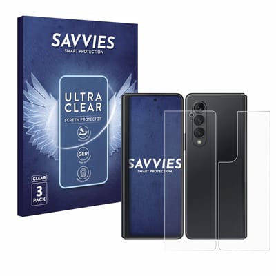 Savvies - Screenprotector voor Samsung Galaxy Z Fold 3 5G (Voor+Achter) - Folie Beschermfolie transparant 6 Stuks