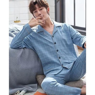 Heren Lente Herfst Puur Katoen Pyjama Lange Mouw Vest Middenleeftijd Ouderen Huiskleding Set Jeugd Casual Losse Pyjama 4XL gray