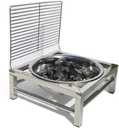 Buiten vuurkorf - Houtskool kachel - Terras verwarmen - Roestvrij staal - 15x38cm - Zilver