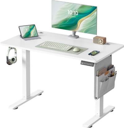 SONGMICS Elektrisch in hoogte verstelbaar bureau, 100 x 60 cm, geheugenfunctie met 4 hoogtes, USB-C-aansluiting