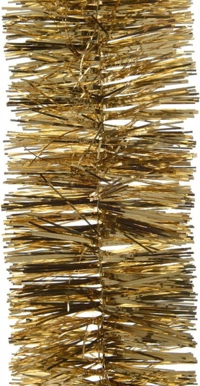 Decoris Kerstslinger - 2x - guirlande - goud - glanzend lametta - 270 cm
