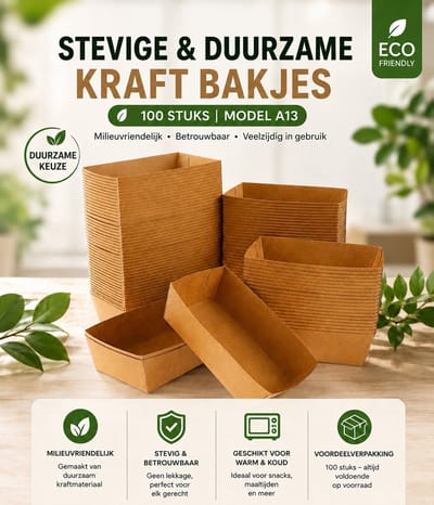 Snackbak A13 - 100st. - bruin - kraft - 130x78x43mm - IMES PACK
