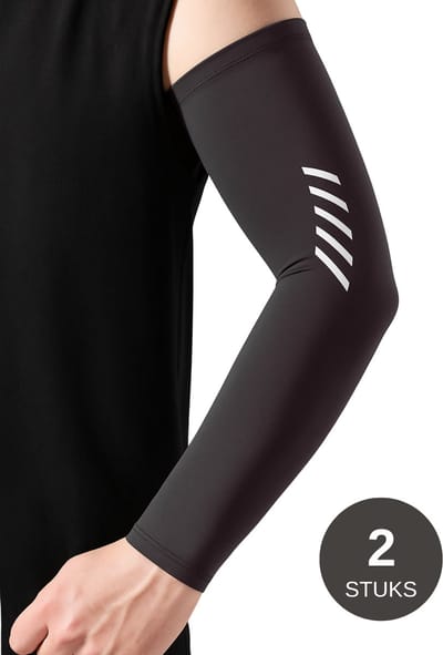 U Fit One UPF 50+ UV Bescherming Arm Sleeves - Verkoelend - Fiets Armstukken UV Bescherming - Zwart - Unisex - 2 Stuks - Maat XL