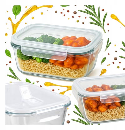 Bimberek Lunchbox - Glazen Voedselcontainer - 370ml - Hermetisch - Voor Werk
