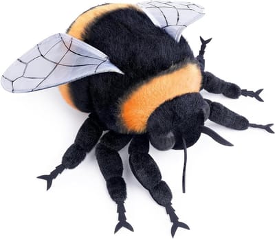 Pluche Hommel Knuffel - Bijenspeelgoed - Decoratie en Spel - Realistisch Design - 20 cm - Zwart