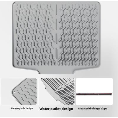 Siliconen servies Afdruipmat Spoelbakmat Schuine afvoer Afvoerbakje voor afwaswater Eettafel Vaatisolatiemat