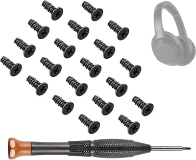 Dailygoods - SOULWIT Vervangende hoofdbandpadschroeven voor Sony WH-1000XM3 (WH1000XM3) over-ear hoofdtelefoon, reparatieonderdeel voor zijdekselschuif en eindkappen - 20 stuks zwart