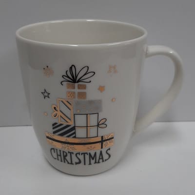 Mok kerst - Christmas wit met cadeautjess