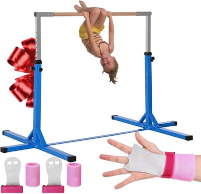 Gymnastiek Stang - Kinder Turn Stang - Gymnastiek Oefenen - 13 Niveaus Verstelbaar - 90-150 cm Hoogte - Blauw