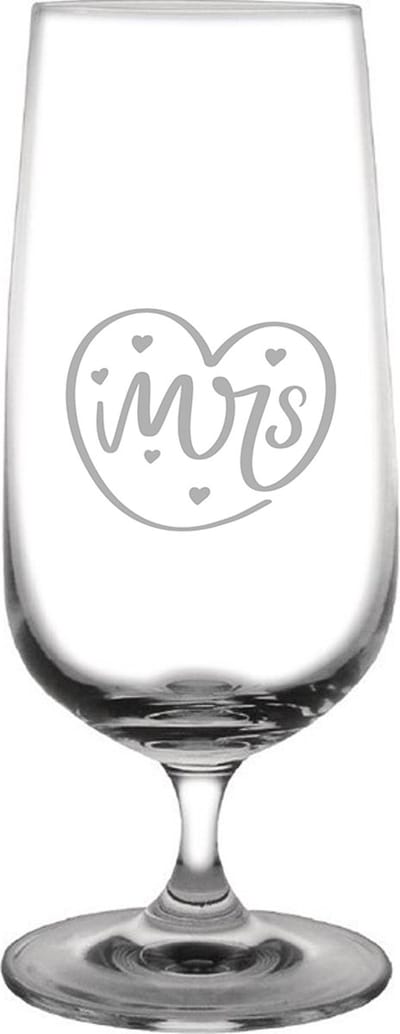Gegraveerde Bierglas op voet 41cl Mrs. In hartje