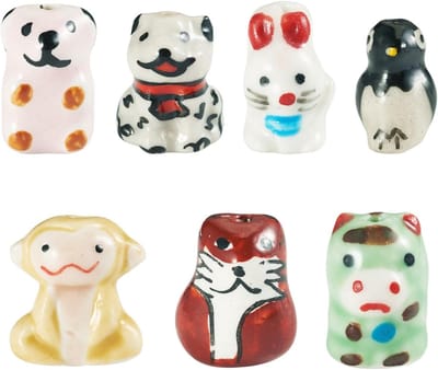 Handgemaakte Porseleinen Dieren Kralen - 7 Stuks Schattige Honden, Konijnen en Pinguïns voor DIY Sieraden, Armbanden en Kettingen