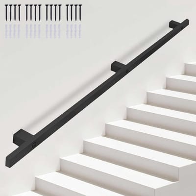 Metalen Trapleuning - Muursteun Smeedijzer - Veilige Trap Op - Industriële Stijl - 80cm Lengte - Matzwart