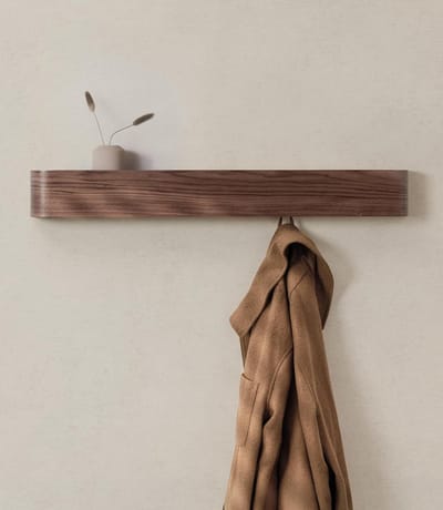 PromoHome Moderne Kapstok met Verborgen Wandhaken - 8 Robuuste RVS Haken - Scandinavisch Design Eikenhout "Eiken Walnoot "