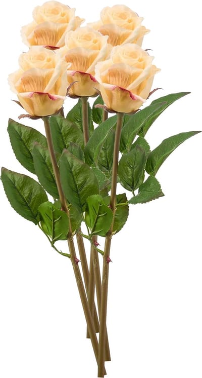 Emerald Kunstbloem Roos Bud tak - 5x - 58 cm - geel - Kunst zijdebloemen