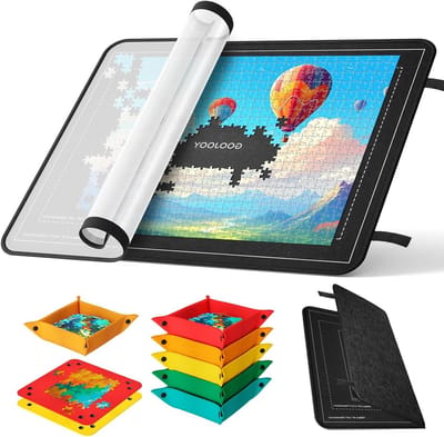 Opvouwbaar Puzzelbord - Draagbare Puzzeltafel - Puzzelen Organiseren - Met 8 Sorteerbakjes - 95x65 cm - Zwart