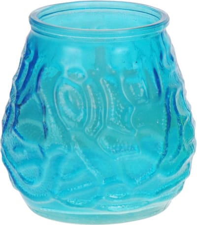 H&S Collection windlicht - blauw - glas - citrus geur - 48 branduren - geurkaars