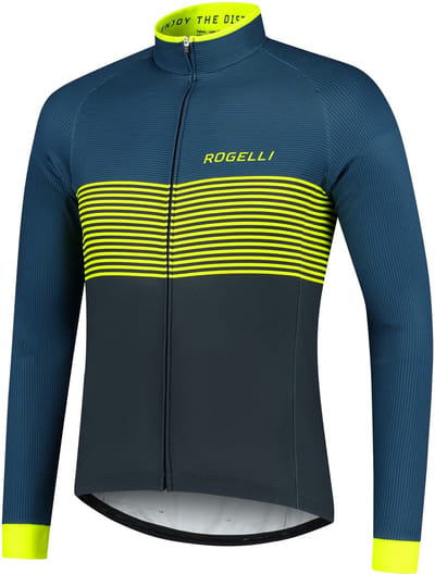 Rogelli Boost Fietsshirt - Lange Mouwen - Heren - Blauw, Fluor Geel - Maat S