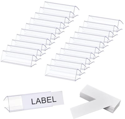 Dailygoods- Planklabelhouder 120 stuks - Prijskaartjeshouder - PVC - Transparant - Houten Bord - Flexibel Design - Hoge Capaciteit - Prijskaartjes