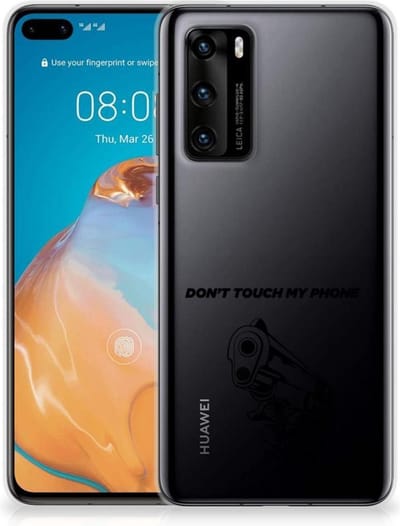 Huawei P40 Silicone-hoesje Gun Don't Touch My Phone