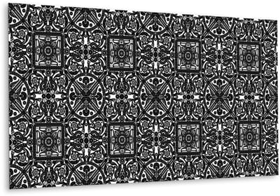 Tulup PVC Wandpaneel - Retro Midden-Oosters Patroon Vinyl Wandpaneel - 100 cm x 50 cm - Zwart en wit Vinyl Wandpaneel - 1 stuk - Wandpaneel PVC - Mozaïek Wandbekleding - Wandpaneel Zelfklevend - Plaktegels Keuken en Badkamer