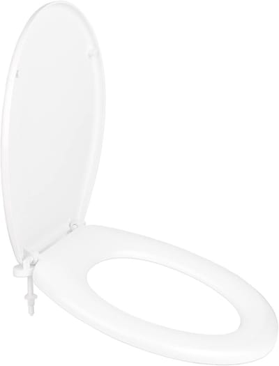 Toiletbril met deksel - Ovale toiletzitting - Badkamer renovatie - Eenvoudige montage - 46x37 cm - Wit
