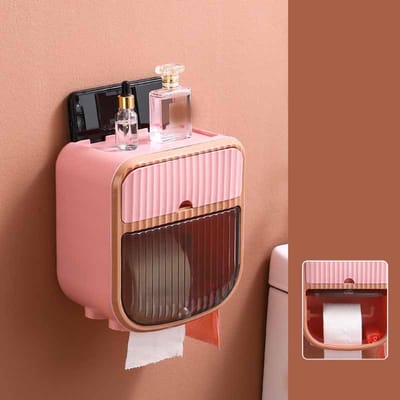 Multifunctionele Toiletpapierhouder Waterdichte Toiletpapier Opbergdoos Wandmontage Tissuebox Badkamer Papieren Tissue Houder roze