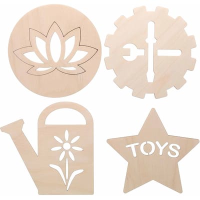 4 pièces, Décor Caisse en Bois, Maison & Jardin 5 x5 , Découpes en Bois, Découpes en Bois pour l'Artisanat, Formes en Bois pour l'Artisanat, Découpes en Bois, Artisanat de Peinture sur Bois 4pcs white