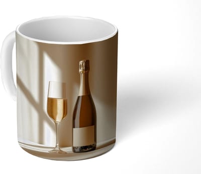 Mok - Koffiemok - Champagne - Beige - Schaduw - Bubbels - Mokken - 350 ML - Beker - Koffiemokken - Theemok