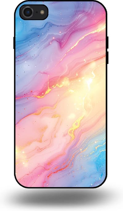 Smartphonica Telefoonhoesje Geschikt voor iPhone 7/8 met Regenboog Glitter Marmer Opdruk - TPU Backcover Case Rainbow Glitter Marble Design geschikt voor Apple iPhone 7;Apple iPhone 8