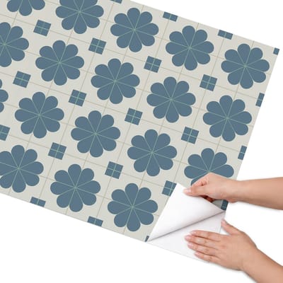 Coloray Meubel Wrap Folie - Blauw Meubelfolie - 75x150 cm - Wrapfolie Keuken Bloemgeometrie - Decoratiefolie - Geometrische Meubelfolie - Meubel Wrap Folie - Woonkamer decoratie - Achtergronden en patronen