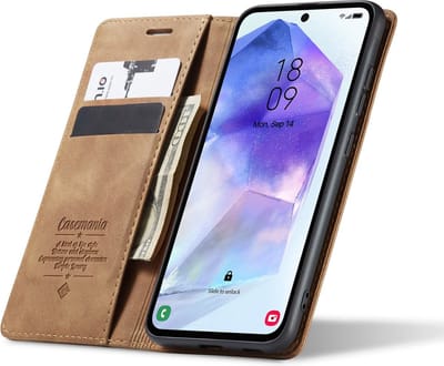 CaseMania Bookcase hoesje geschikt voor Oppo Reno 12 Pro/Reno 12 - Effen Cognac - Kunstleer