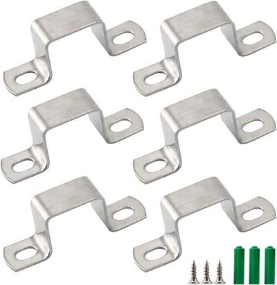 Set van 6 M40x60mm vierkante buisbeugels van roestvrij staal - U-vormige metalen bevestigingen voor pijpen, slangen en montagebeugels met schroeven