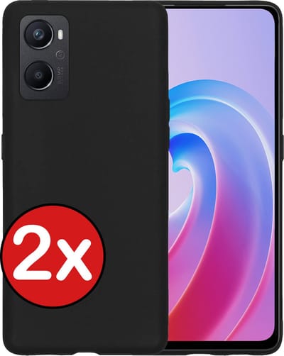Hoesje - 2 Stuks - Geschikt voor OPPO A76 - Sterk & Shockproof - Telefoonhoes - Back Cover - Case Siliconen - Telefoon Hoes - Zwart