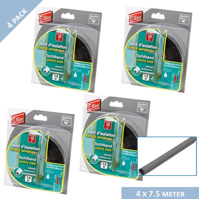 Ellen tochtband - D-profiel - 8 x 6 mm - 30 mtr - Zwart