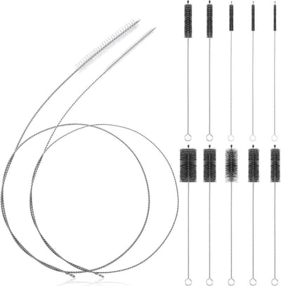 12-delige flexibele slangborstelset, extra lange reinigingsborstel, roestvrijstalen borstel, flexibele slangborstel, pijpborstel, voorvoor rietjes, slangen, flessen en afvoerbuizen van koelkasten.
