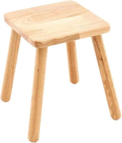 Houten Voetenbankje - Krukje Poef - Ontspanning Thuis - Stevig Massief Hout - 35 cm Hoog - Geel