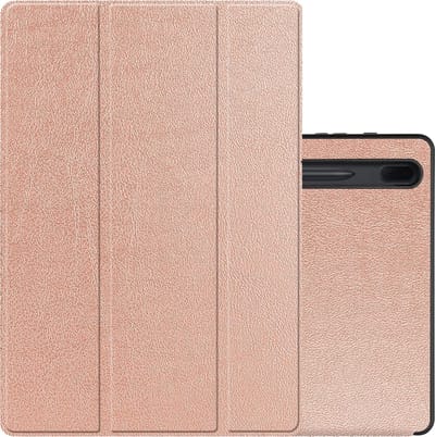 Hoes - Geschikt voor Samsung Galaxy Tab S7 FE - Dun & Stevig - Trifold Bookcase - Hard Cover Case - Met Uitsparing Geschikt voor S Pen - Hardcover Book - Tablet Hoesje - Rosé goud