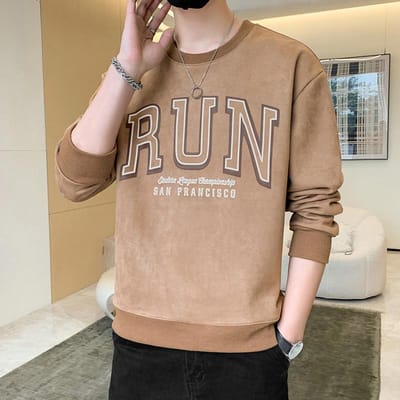 Nieuw trendy T-shirt met lange mouwen ins casual veelzijdige top backing jas XXXXL beige