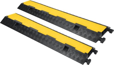 ACXIN Kabelbrug – Rubber Kabelbescherming – 2 Kanaals Kabelgoot – Vloer Parkeerplaats Bouwplaats – 100x24x5 cm – 2 Stuks