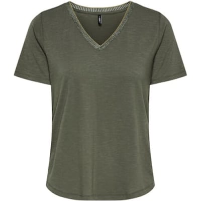 Only onldemi s/s v-neck glitter top jrs 15374855 smokey olive