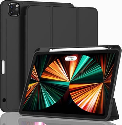 CaseMania Bookcase hoesje geschikt voor iPad Pro 13 (M4) - Effen Zwart - Kunstleer