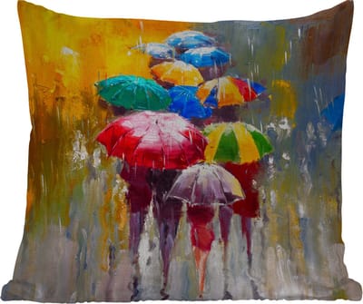 Tuinkussen - Schilderij - Paraplu - Olieverf - 40x40 cm - Weerbestendig