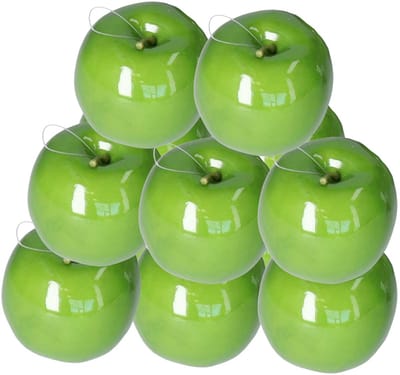 Bellatio Design Kunstfruit decofruit - appels - 12x stuks - ongeveer 9 cm - glimmend groen - Granny Smith