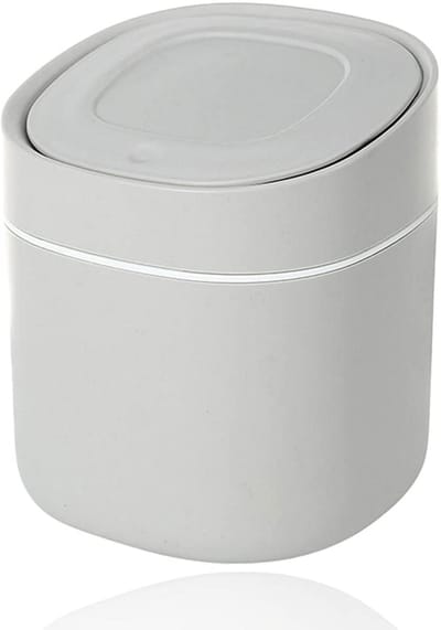 Kleine Prullenbak met Deksel - Mini Vuilnisemmer voor Aanrecht, Bureau of Badkamer - Compact Afvalbakje Grijs