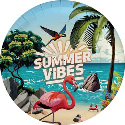 Bordjes Summer Vibes - Paper Dreams - 8 Stuks - 22,6 cm - Papieren Bordjes - Zomerfeest & Feestversiering