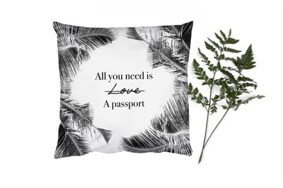 Sierkussens - Kussentjes Woonkamer - 50x50 cm - Spreuken - Quotes - All you need is a passport - Paspoort