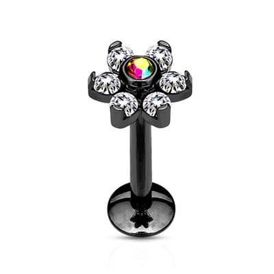 Piercing bloem 1.2x6 - zwart - LMPiercings