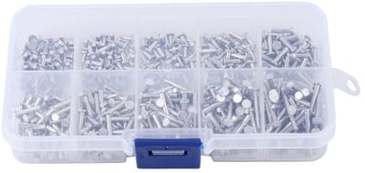 Dailygoods- Klinknagels 500 Stuks - Aluminium Klinknagels - Platte Kop - M2 x 3/4/5/6/8/10/12/14/16/18 mm - Vaste Klinknagel - Gloednieuw - Vastelinknagels